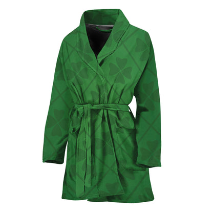 Shamrock St. Patrick's Day Pattern Print Women's Bathrobe