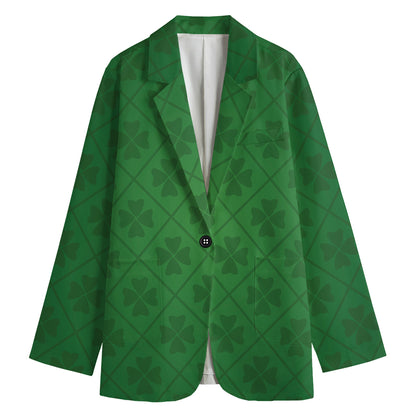 Shamrock St. Patrick's Day Pattern Print Women's Blazer