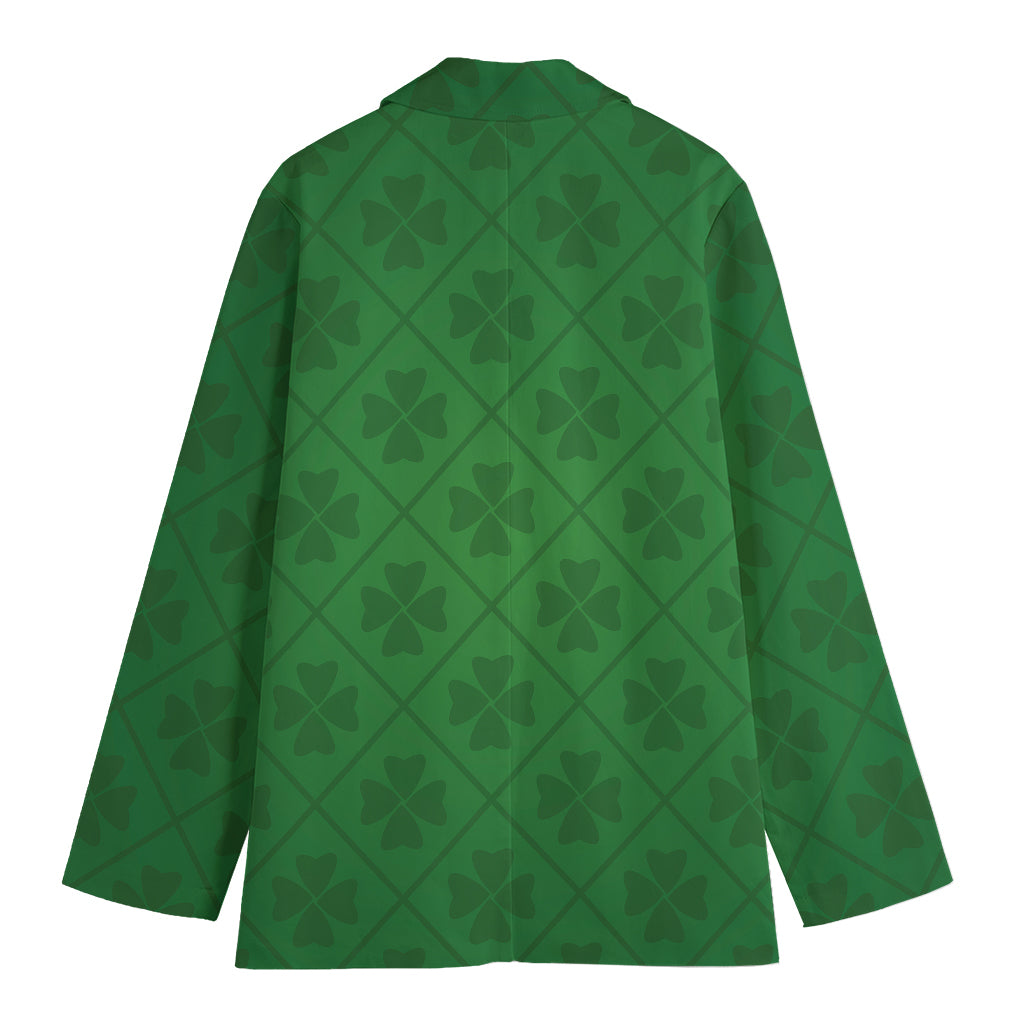 Shamrock St. Patrick's Day Pattern Print Women's Cotton Blazer