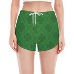 Shamrock St. Patrick's Day Pattern Print Women's Split Running Shorts