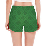 Shamrock St. Patrick's Day Pattern Print Women's Split Running Shorts