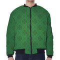 Shamrock St. Patrick's Day Pattern Print Zip Sleeve Bomber Jacket