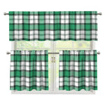 Shamrock St. Patrick's Day Tartan Print 3 Piece Kitchen Curtains