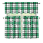 Shamrock St. Patrick's Day Tartan Print 3 Piece Kitchen Curtains