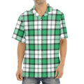Shamrock St. Patrick's Day Tartan Print Aloha Shirt
