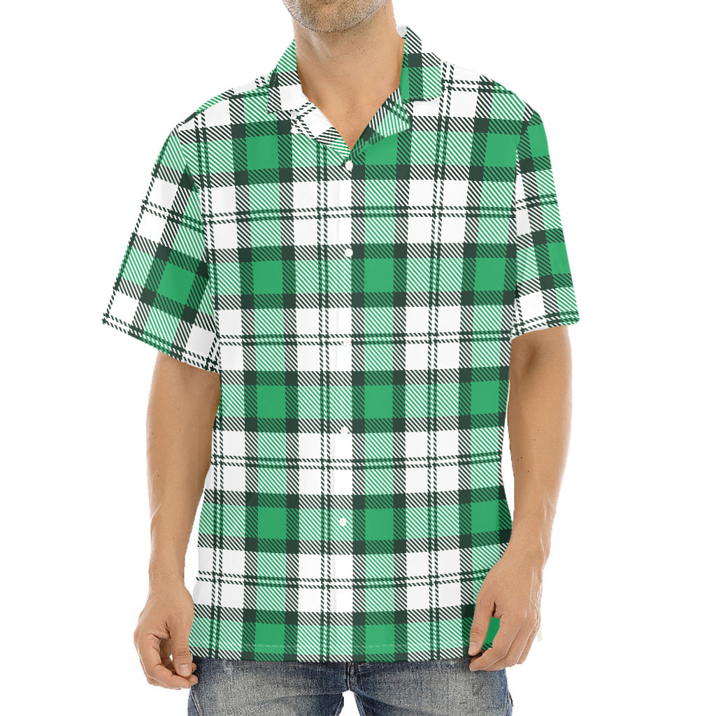 Shamrock St. Patrick's Day Tartan Print Aloha Shirt