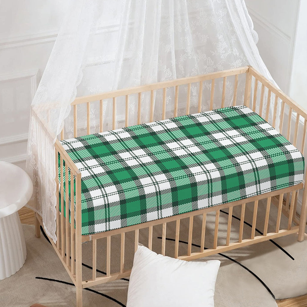Shamrock St. Patrick's Day Tartan Print Baby Crib Sheet