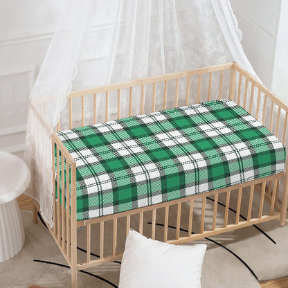 Shamrock St. Patrick's Day Tartan Print Baby Crib Sheet