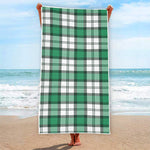 Shamrock St. Patrick's Day Tartan Print Beach Towel
