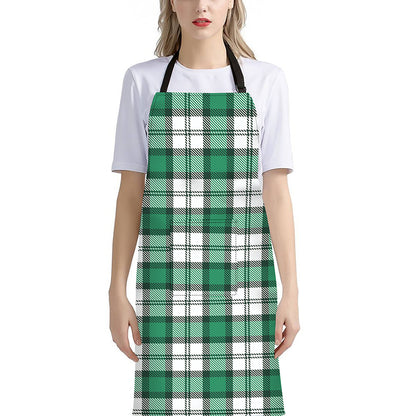 Shamrock St. Patrick's Day Tartan Print Bib Apron With Pocket