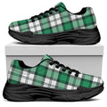 Shamrock St. Patrick's Day Tartan Print Black Chunky Shoes