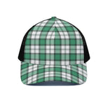 Shamrock St. Patrick's Day Tartan Print Black Mesh Trucker Cap