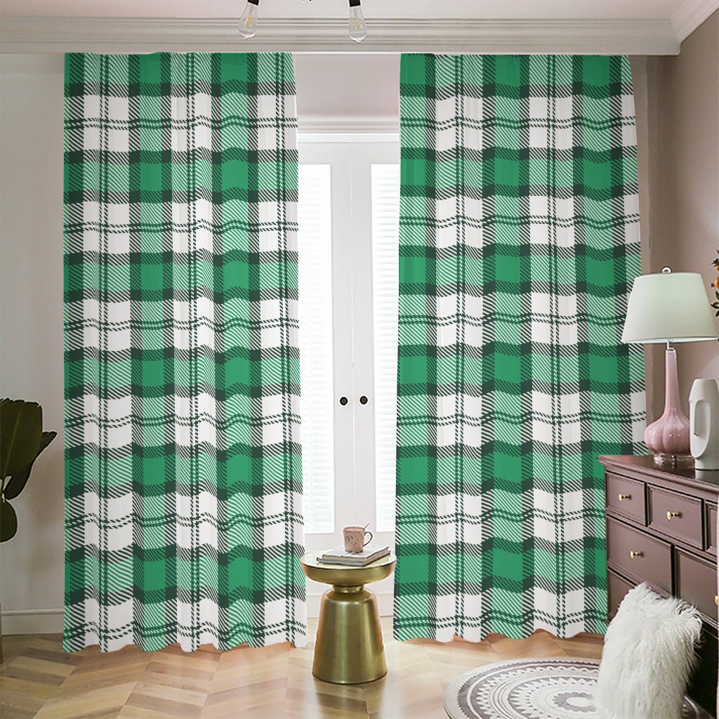 Shamrock St. Patrick's Day Tartan Print Blackout Pencil Pleat Curtains