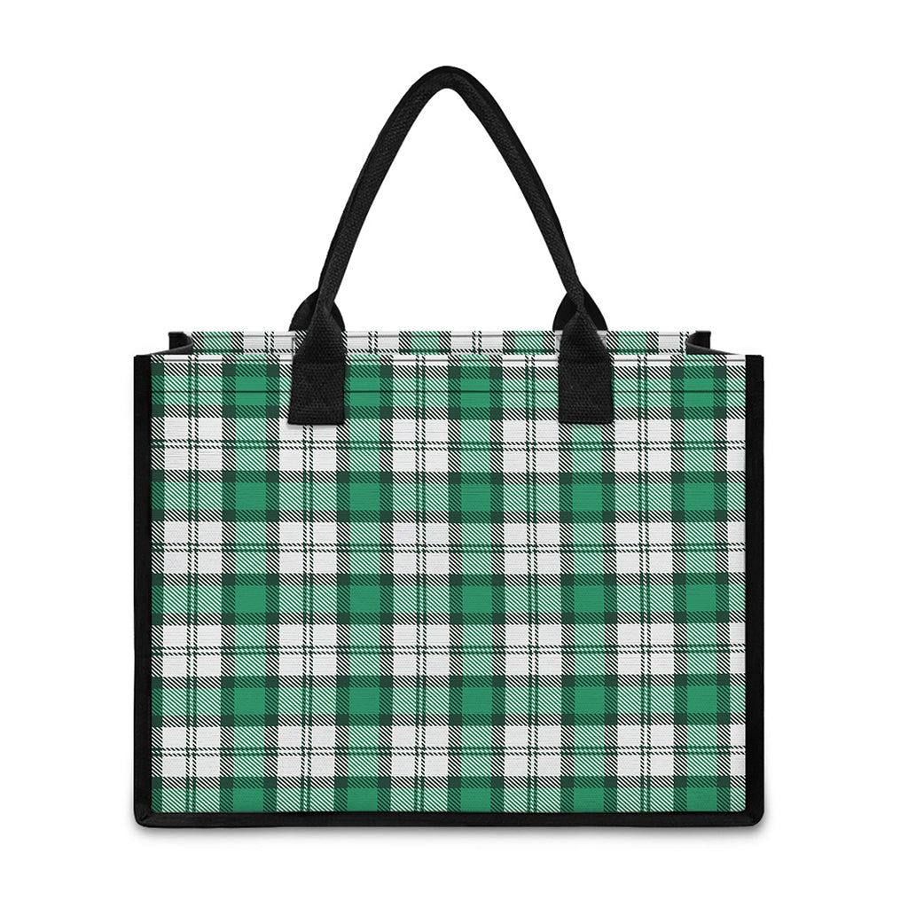 Shamrock St. Patrick's Day Tartan Print Canvas Tote Bag