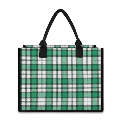 Shamrock St. Patrick's Day Tartan Print Canvas Tote Bag