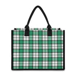 Shamrock St. Patrick's Day Tartan Print Canvas Tote Bag