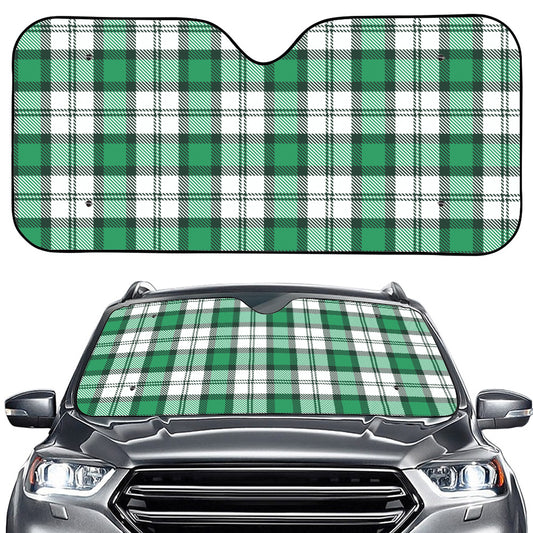 Shamrock St. Patrick's Day Tartan Print Car Windshield Sun Shade