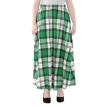 Shamrock St. Patrick's Day Tartan Print Chiffon Maxi Skirt