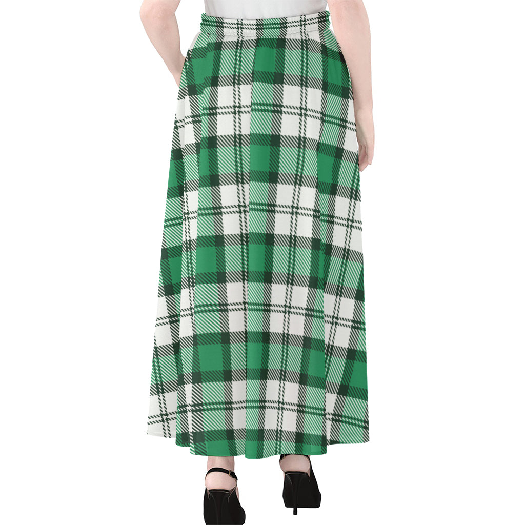 Shamrock St. Patrick's Day Tartan Print Chiffon Maxi Skirt