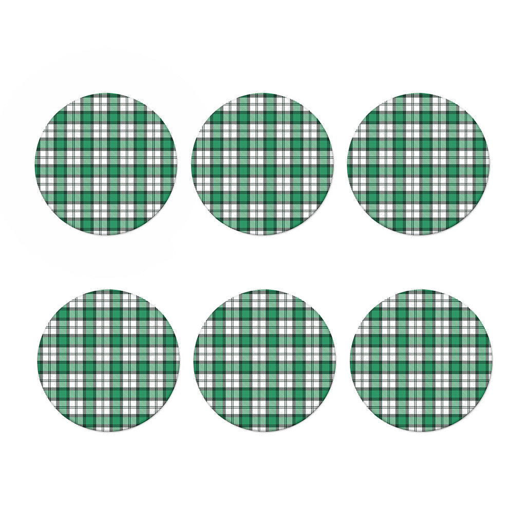 Shamrock St. Patrick's Day Tartan Print Coaster Set