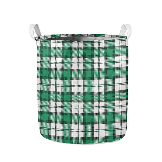 Shamrock St. Patrick's Day Tartan Print Collapsible Laundry Basket
