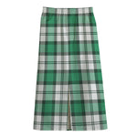 Shamrock St. Patrick's Day Tartan Print Cotton Front Slit Maxi Skirt