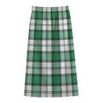 Shamrock St. Patrick's Day Tartan Print Cotton Front Slit Maxi Skirt