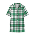Shamrock St. Patrick's Day Tartan Print Cotton Hawaiian Shirt