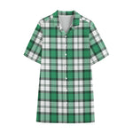 Shamrock St. Patrick's Day Tartan Print Cotton Hawaiian Shirt