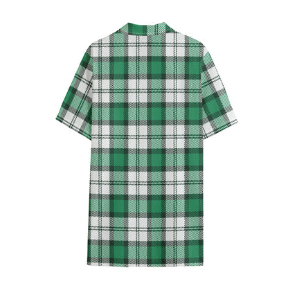 Shamrock St. Patrick's Day Tartan Print Cotton Hawaiian Shirt