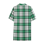 Shamrock St. Patrick's Day Tartan Print Cotton Hawaiian Shirt