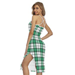 Shamrock St. Patrick's Day Tartan Print Cross Back Cami Dress