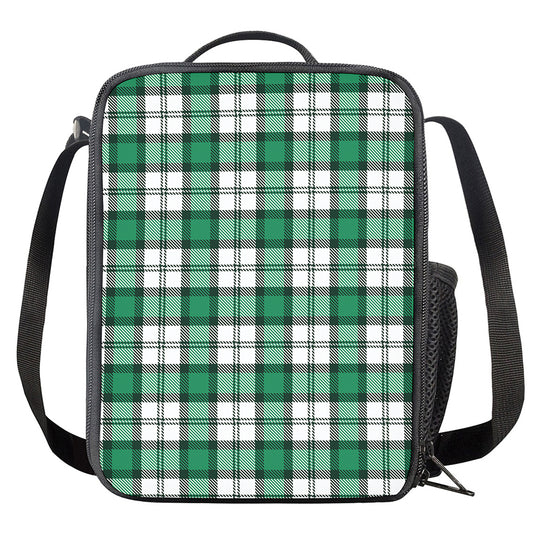 Shamrock St. Patrick's Day Tartan Print Crossbody Lunch Bag