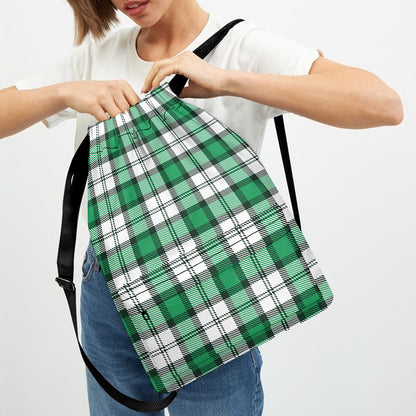 Shamrock St. Patrick's Day Tartan Print Drawstring Backpack