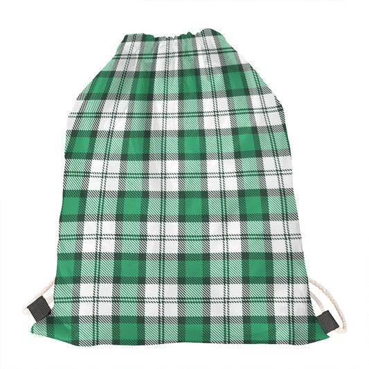 Shamrock St. Patrick's Day Tartan Print Drawstring Bag