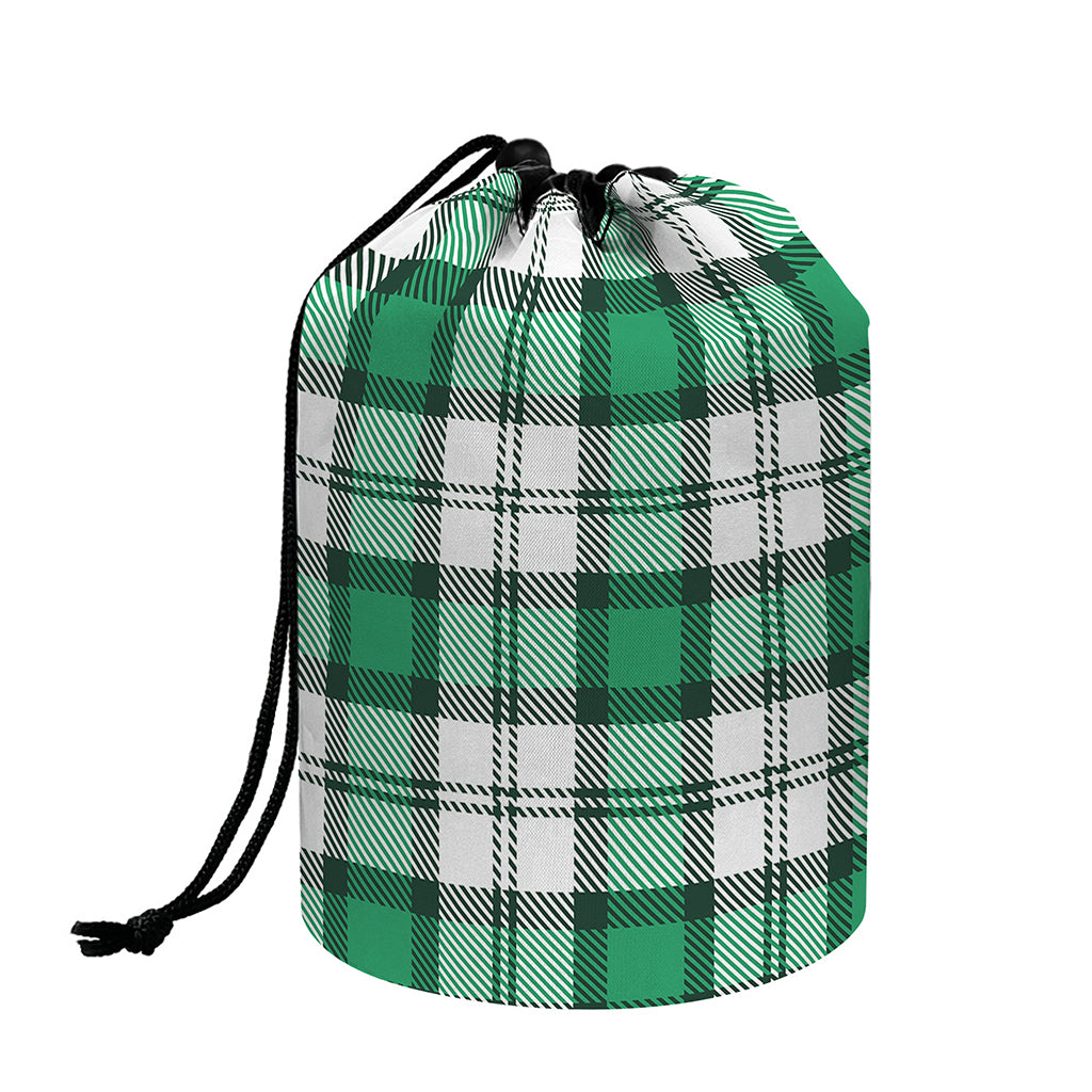 Shamrock St. Patrick's Day Tartan Print Drawstring Makeup Bag