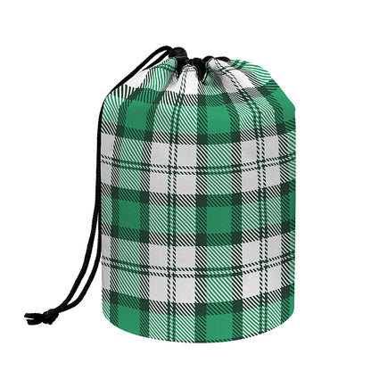 Shamrock St. Patrick's Day Tartan Print Drawstring Makeup Bag