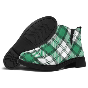 Shamrock St. Patrick's Day Tartan Print Flat Ankle Boots