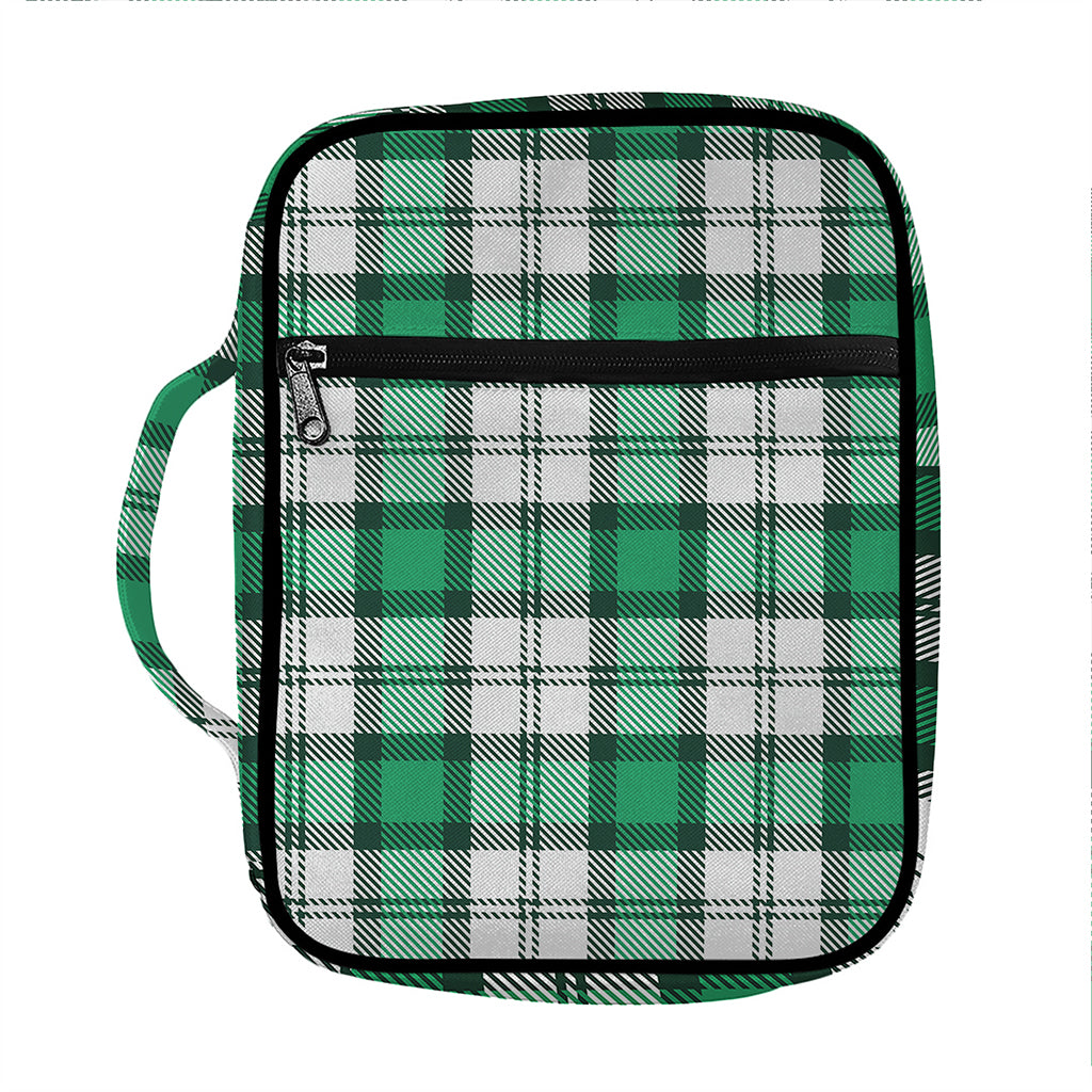 Shamrock St. Patrick's Day Tartan Print Front Pocket Bible Bag