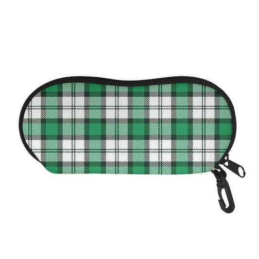 Shamrock St. Patrick's Day Tartan Print Glasses Case
