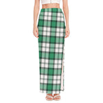 Shamrock St. Patrick's Day Tartan Print High Slit Maxi Skirt