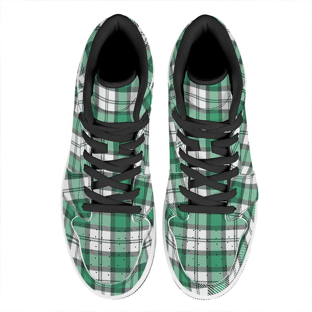 Shamrock St. Patrick's Day Tartan Print High Top Leather Sneakers