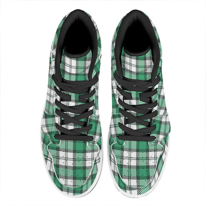 Shamrock St. Patrick's Day Tartan Print High Top Leather Sneakers