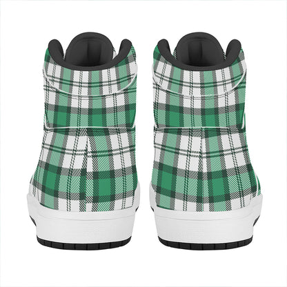 Shamrock St. Patrick's Day Tartan Print High Top Leather Sneakers