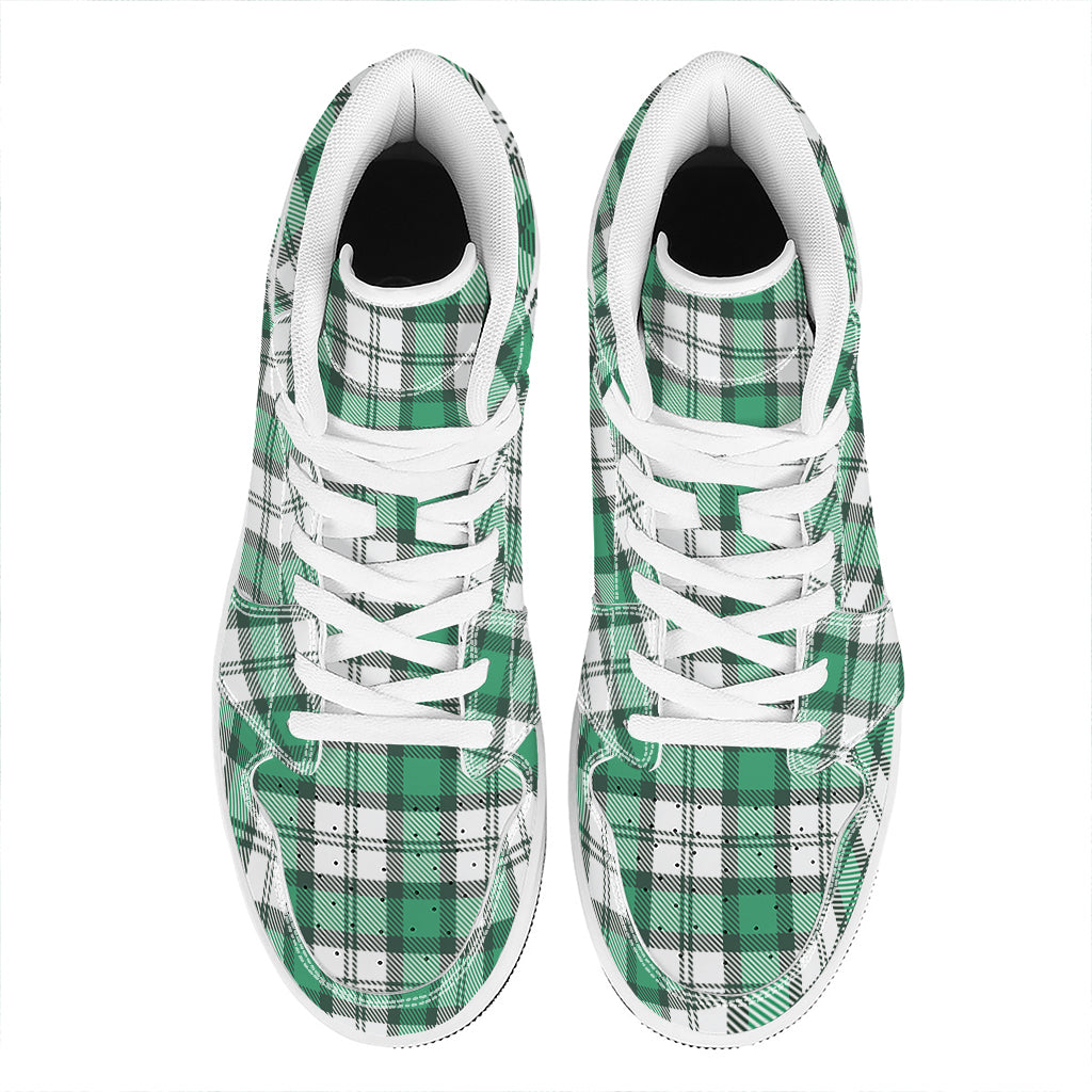 Shamrock St. Patrick's Day Tartan Print High Top Leather Sneakers