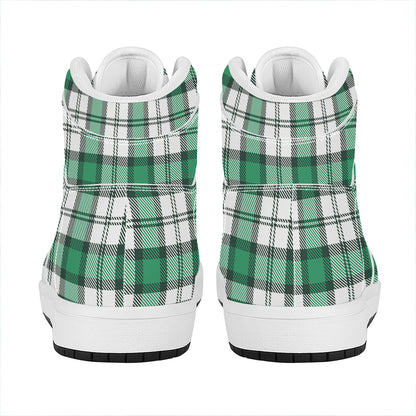 Shamrock St. Patrick's Day Tartan Print High Top Leather Sneakers