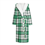 Shamrock St. Patrick's Day Tartan Print Hooded Bathrobe