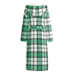 Shamrock St. Patrick's Day Tartan Print Hooded Bathrobe
