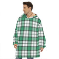 Shamrock St. Patrick's Day Tartan Print Hoodie Blanket