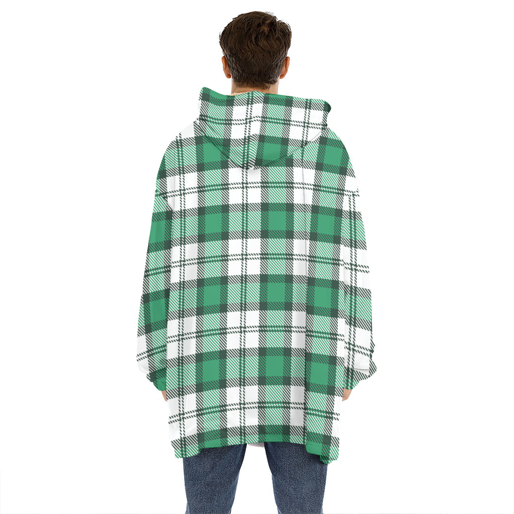 Shamrock St. Patrick's Day Tartan Print Hoodie Blanket